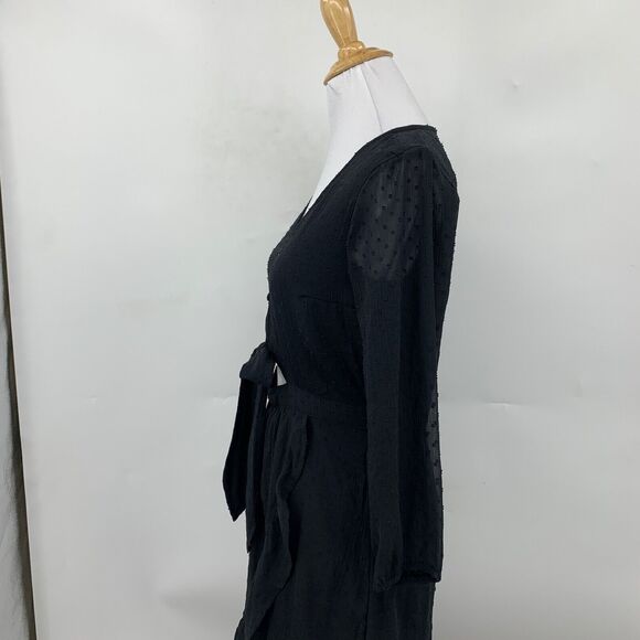 Abercrombie & Fitch Dress Womens XS Extra Small Black Swiss Dot Ruffle High Low - Picture 5 of 12